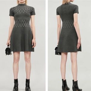 Sandro Studded High Neck Mini Dress